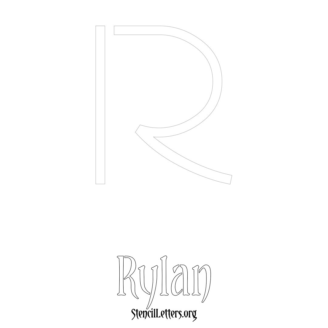 Rylan printable name initial stencil in Simple Elegant Lettering