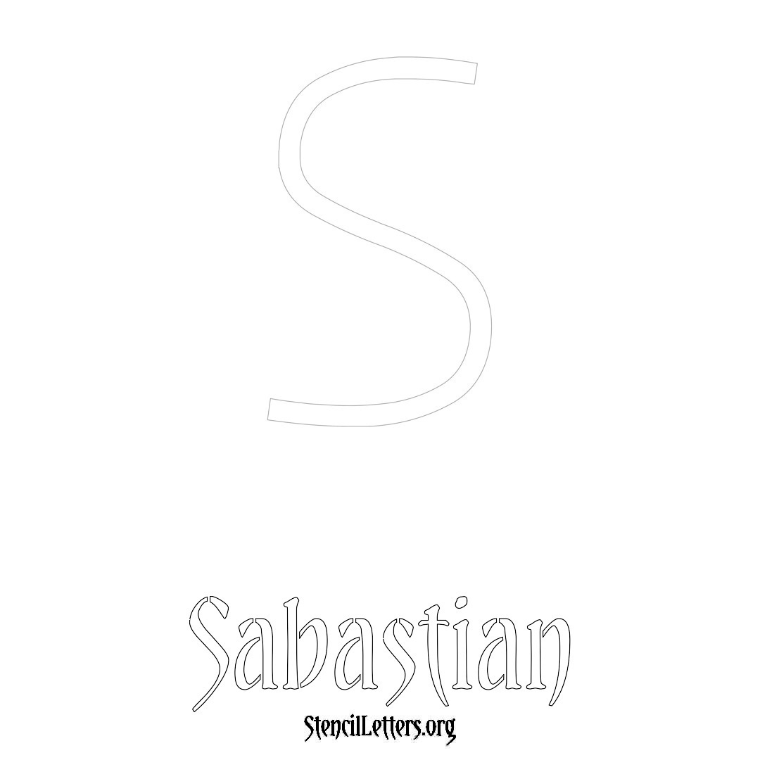 Sabastian printable name initial stencil in Simple Elegant Lettering