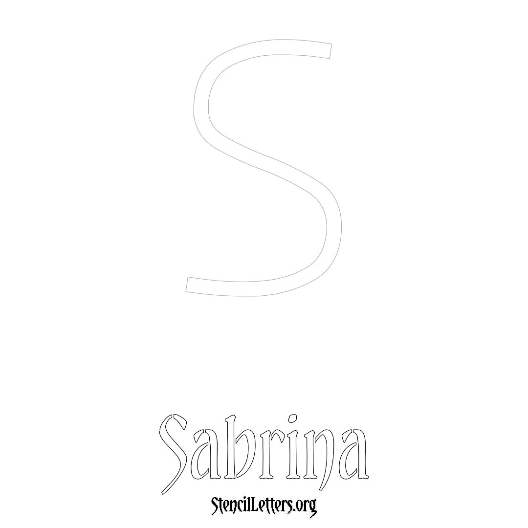 Sabrina printable name initial stencil in Simple Elegant Lettering