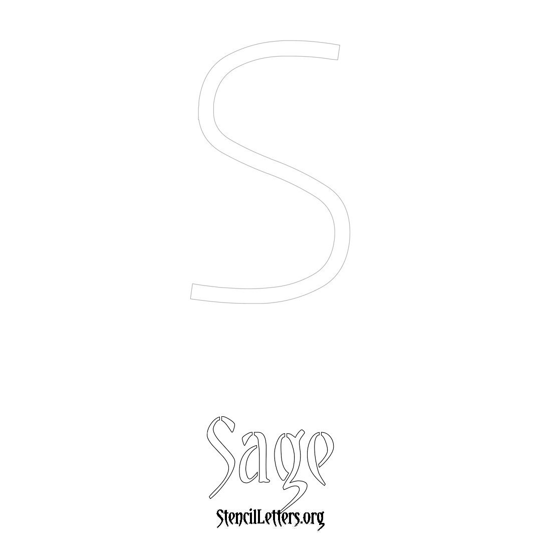 Sage printable name initial stencil in Simple Elegant Lettering