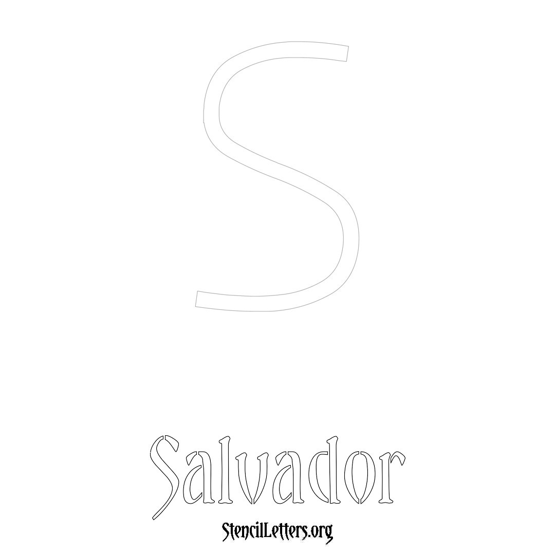 Salvador printable name initial stencil in Simple Elegant Lettering