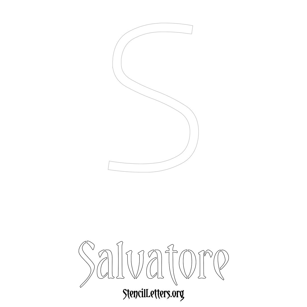 Salvatore printable name initial stencil in Simple Elegant Lettering