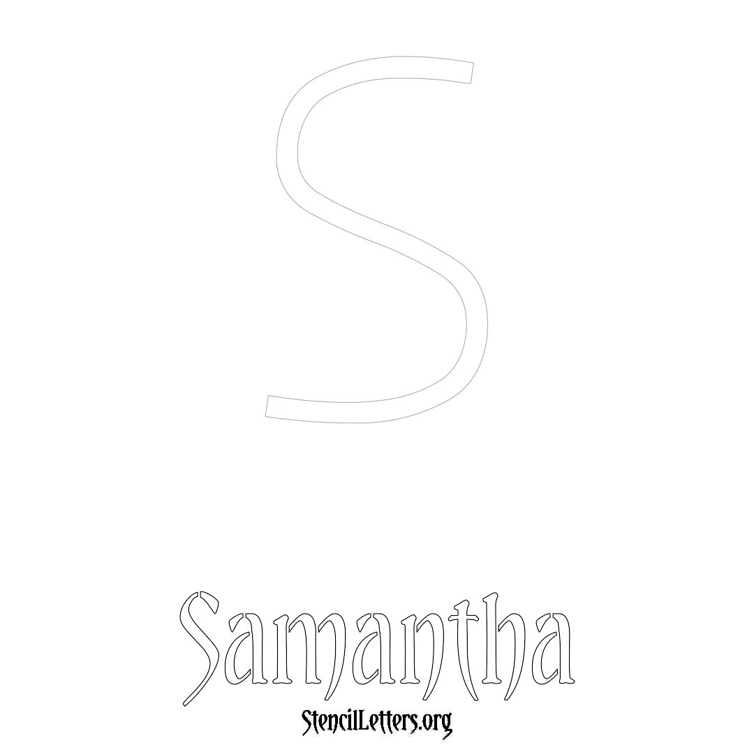 Samantha printable name initial stencil in Simple Elegant Lettering