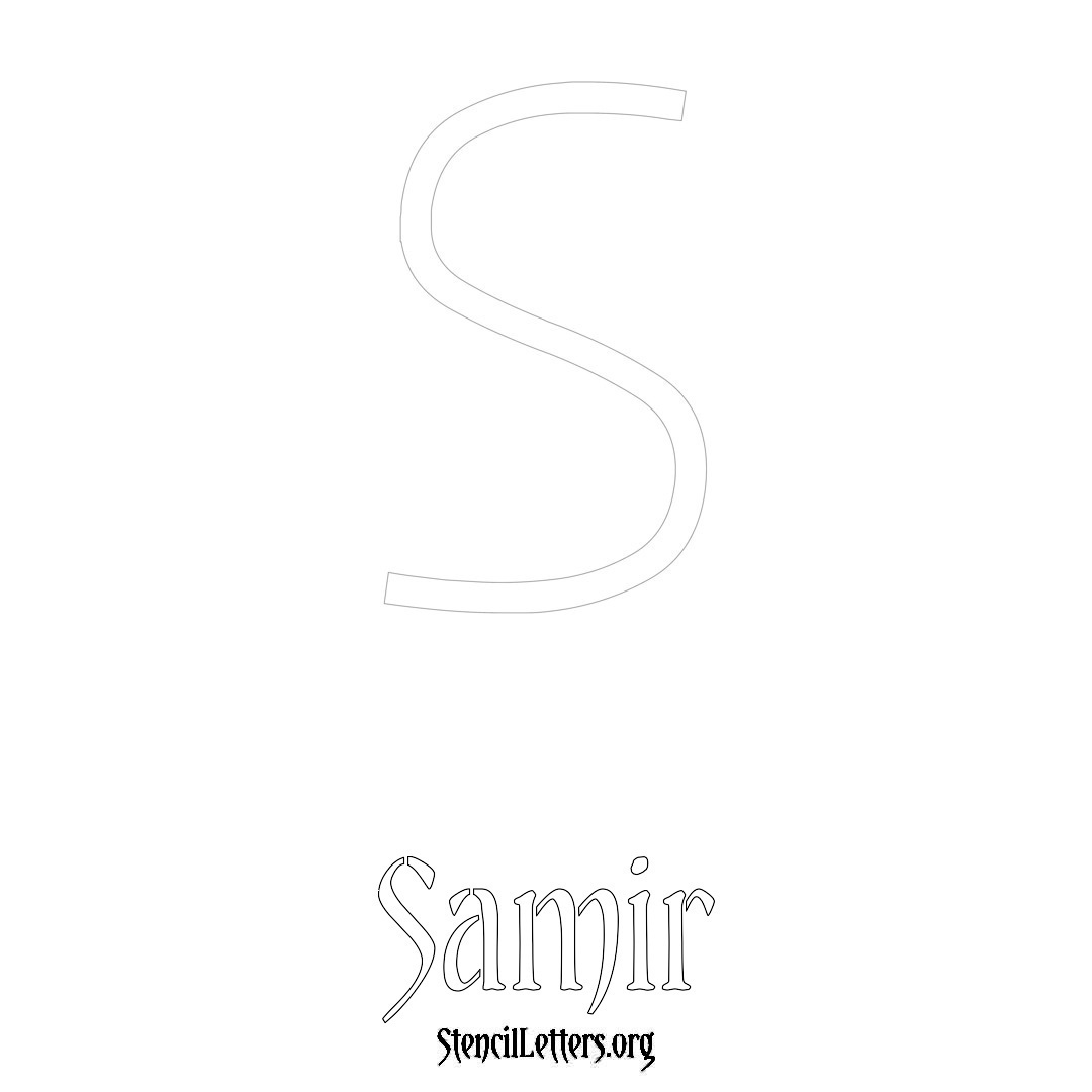 Samir printable name initial stencil in Simple Elegant Lettering