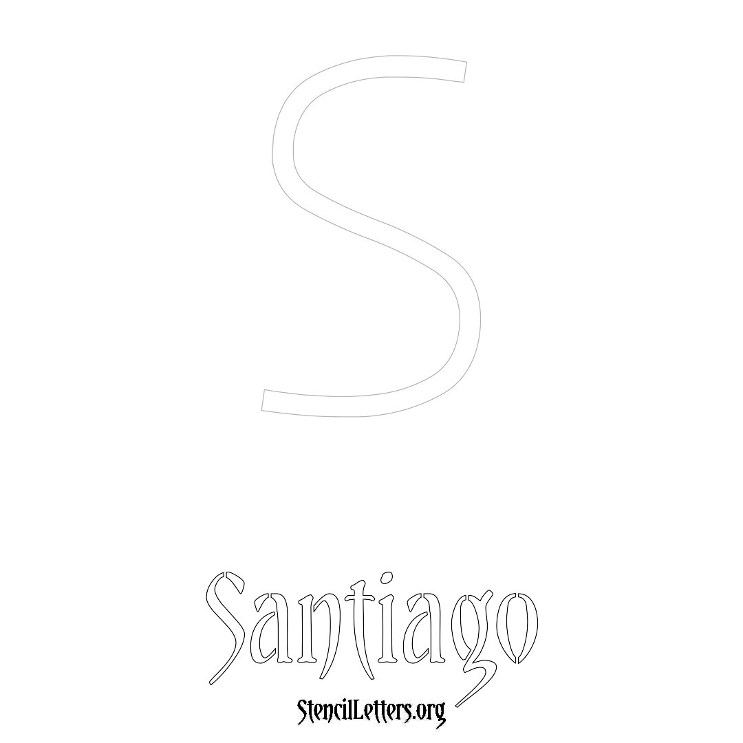 Santiago printable name initial stencil in Simple Elegant Lettering