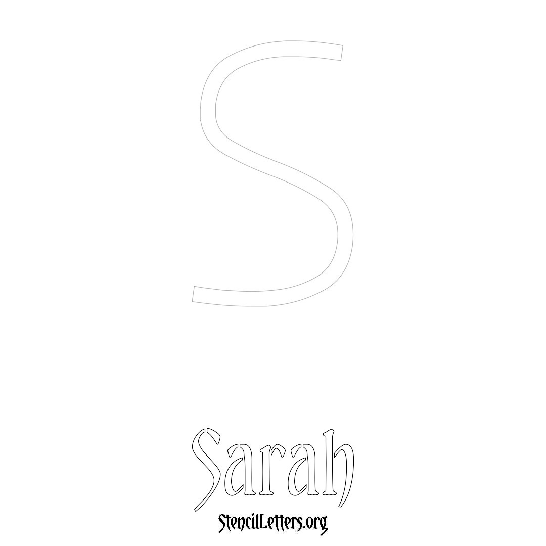 Sarah printable name initial stencil in Simple Elegant Lettering