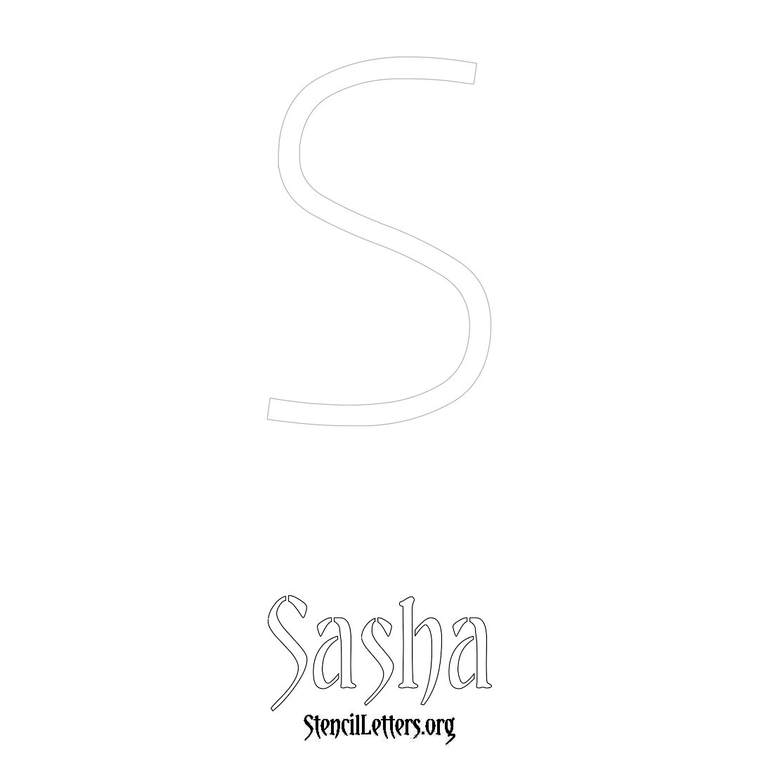 Sasha printable name initial stencil in Simple Elegant Lettering