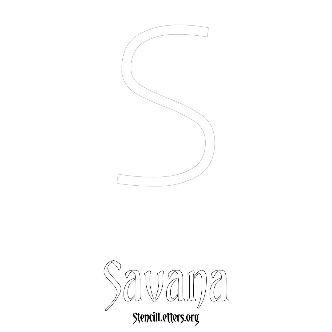 Savana printable name initial stencil in Simple Elegant Lettering