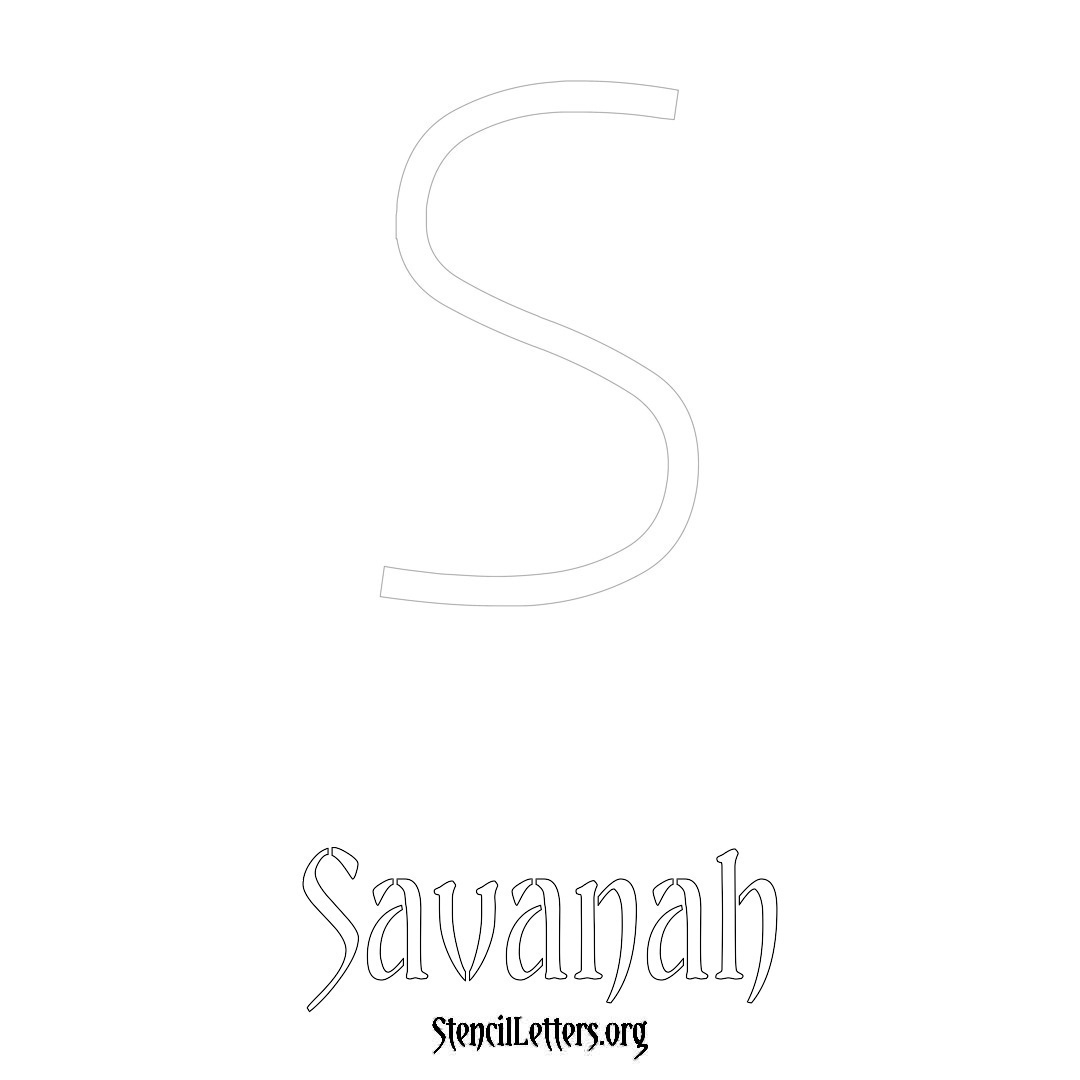 Savanah printable name initial stencil in Simple Elegant Lettering