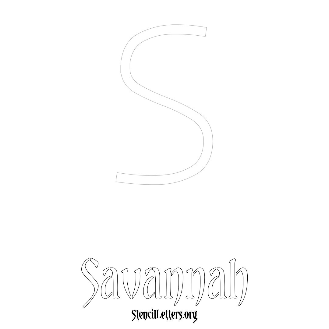 Savannah printable name initial stencil in Simple Elegant Lettering