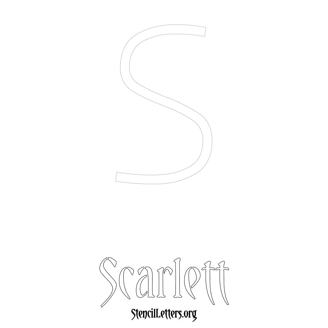 Scarlett printable name initial stencil in Simple Elegant Lettering