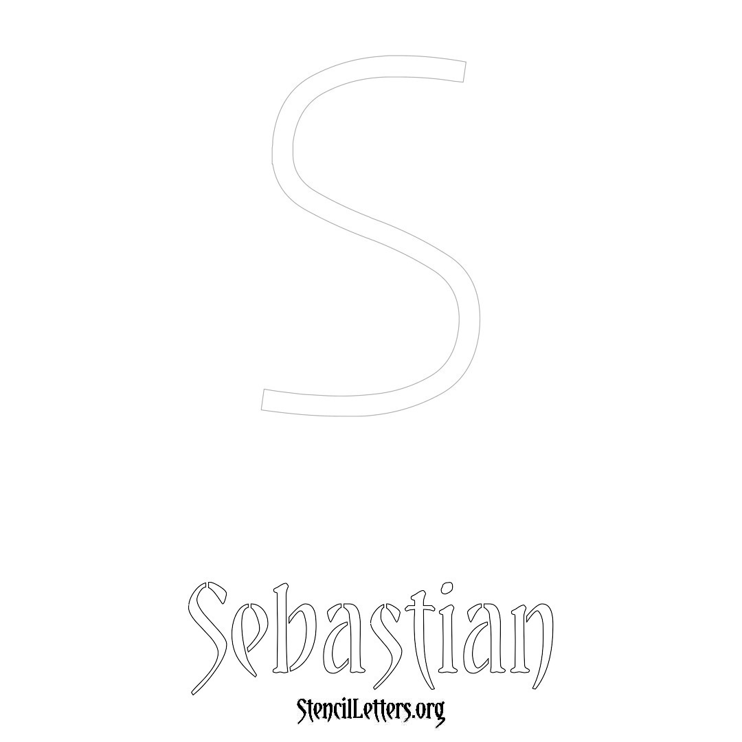 Sebastian printable name initial stencil in Simple Elegant Lettering