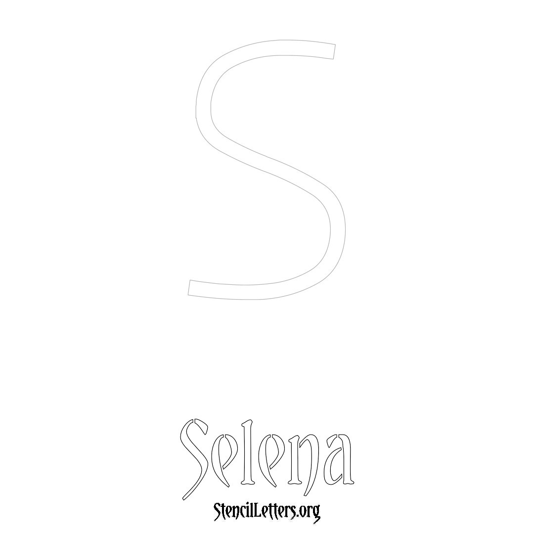 Selena printable name initial stencil in Simple Elegant Lettering