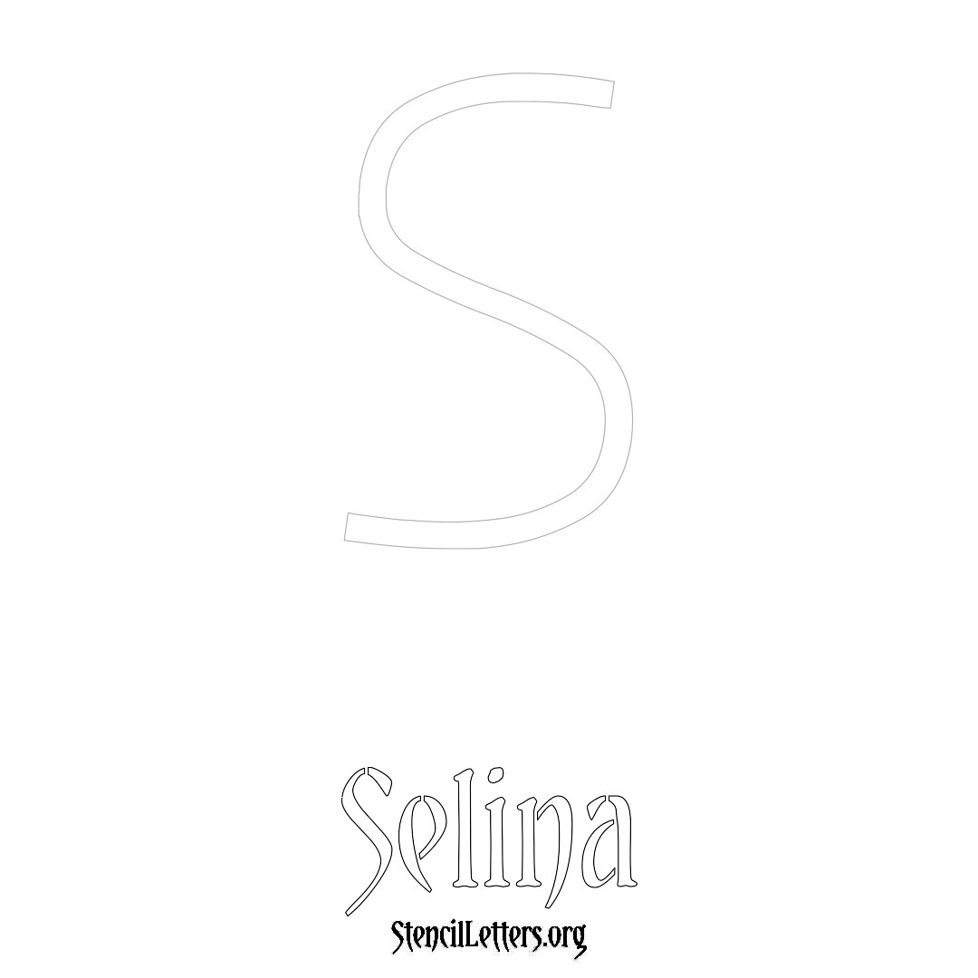 Selina printable name initial stencil in Simple Elegant Lettering