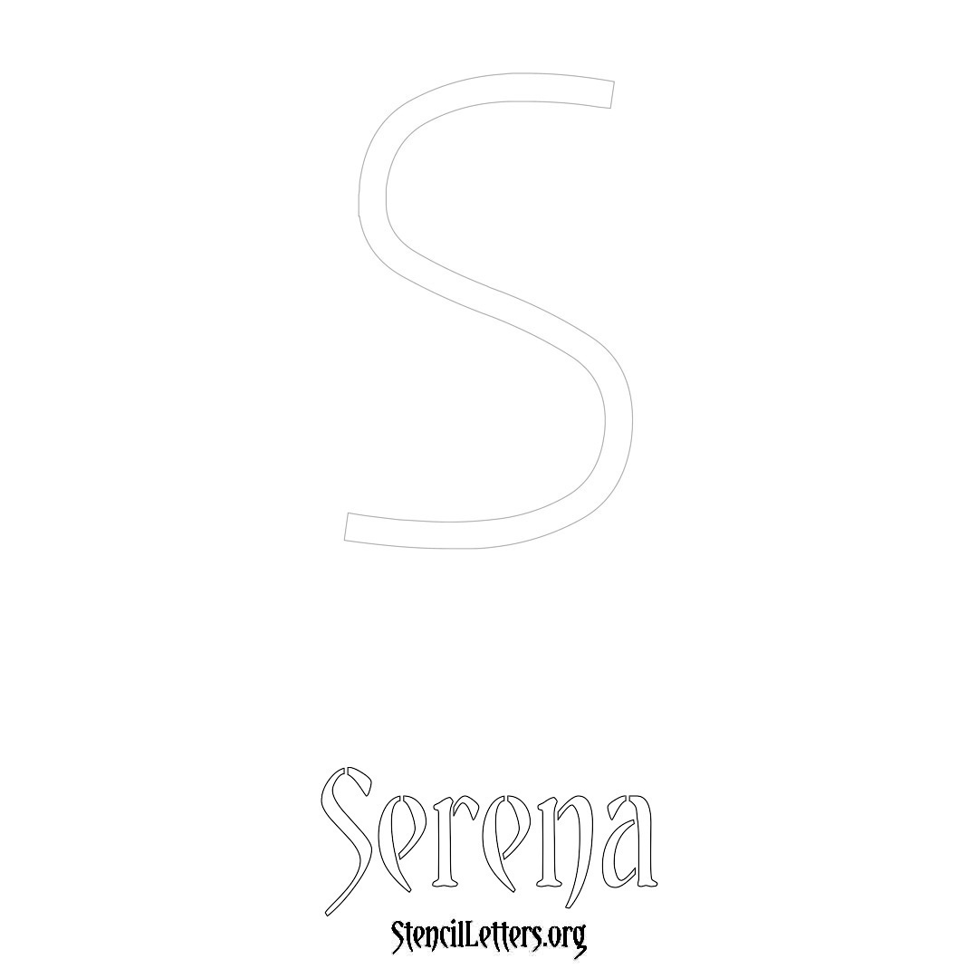 Serena printable name initial stencil in Simple Elegant Lettering