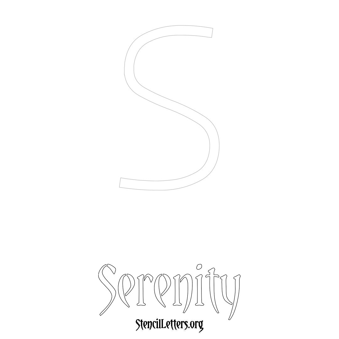 Serenity printable name initial stencil in Simple Elegant Lettering