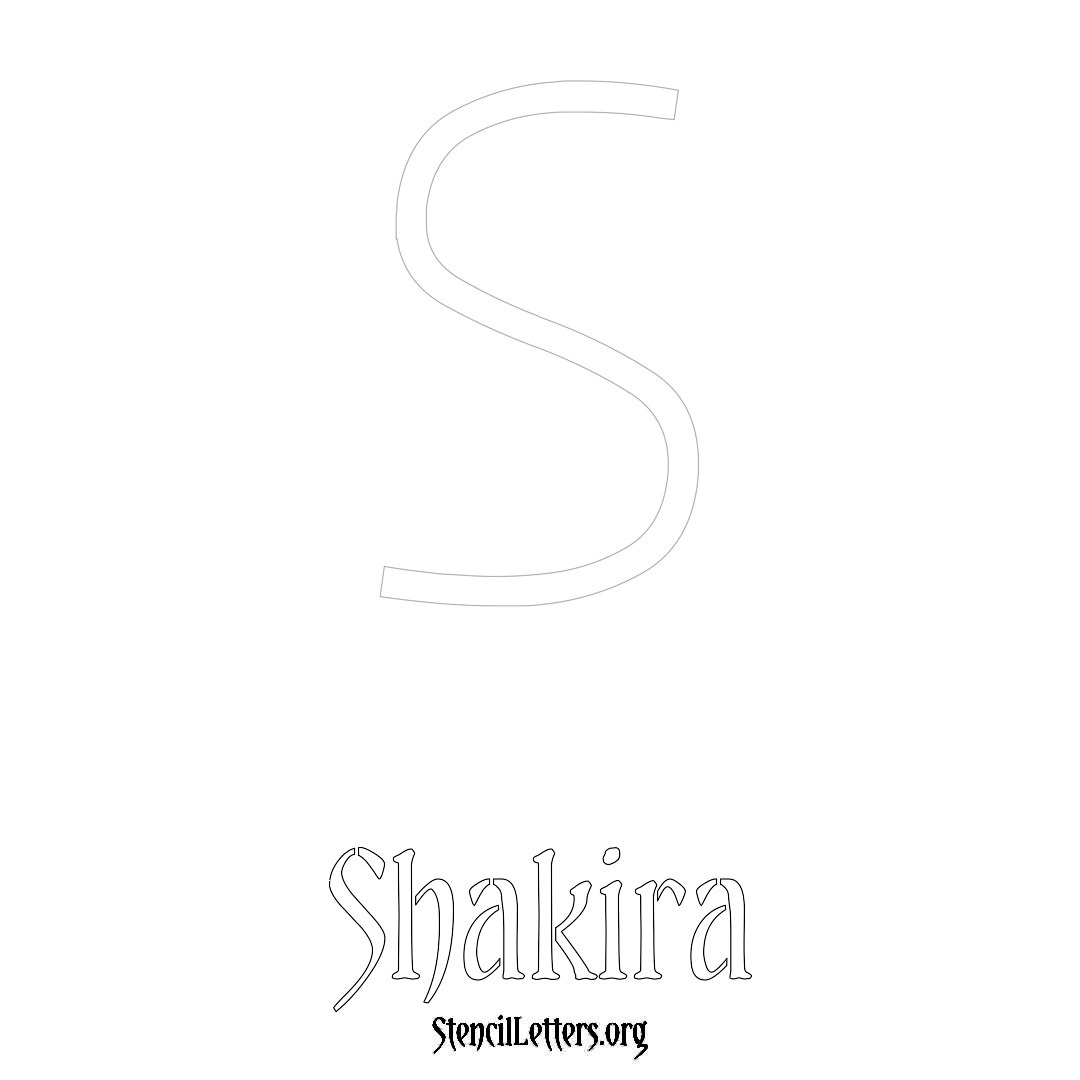 Shakira printable name initial stencil in Simple Elegant Lettering