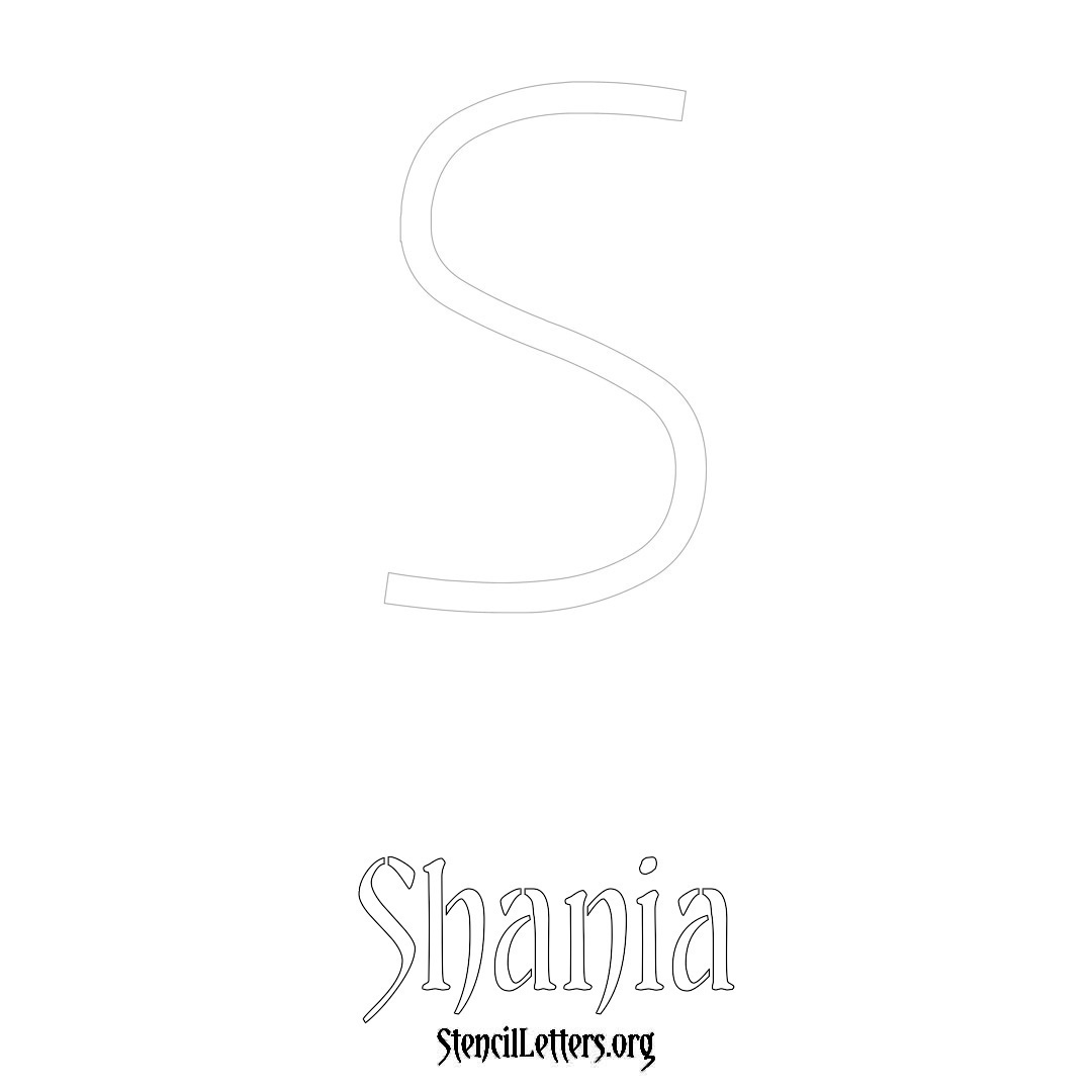 Shania printable name initial stencil in Simple Elegant Lettering