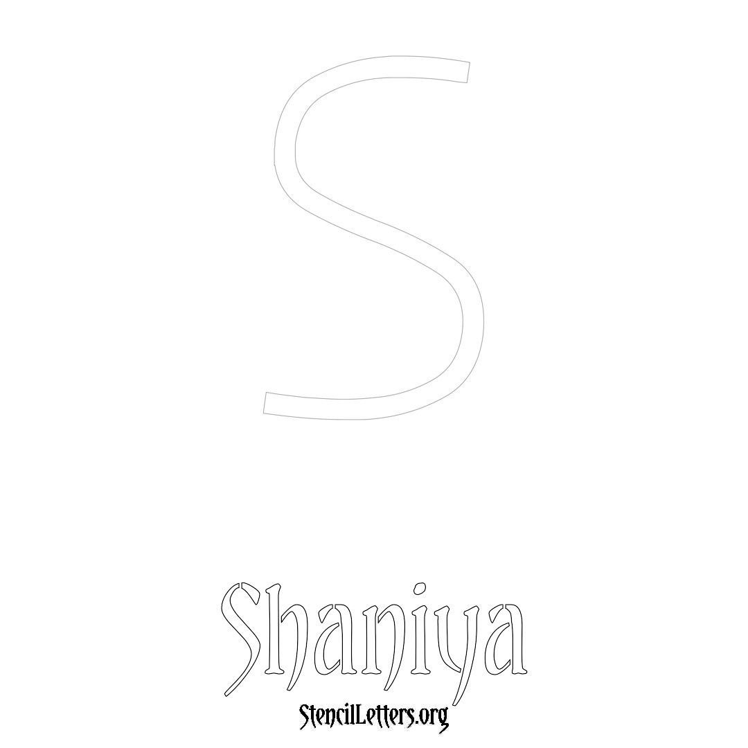 Shaniya printable name initial stencil in Simple Elegant Lettering