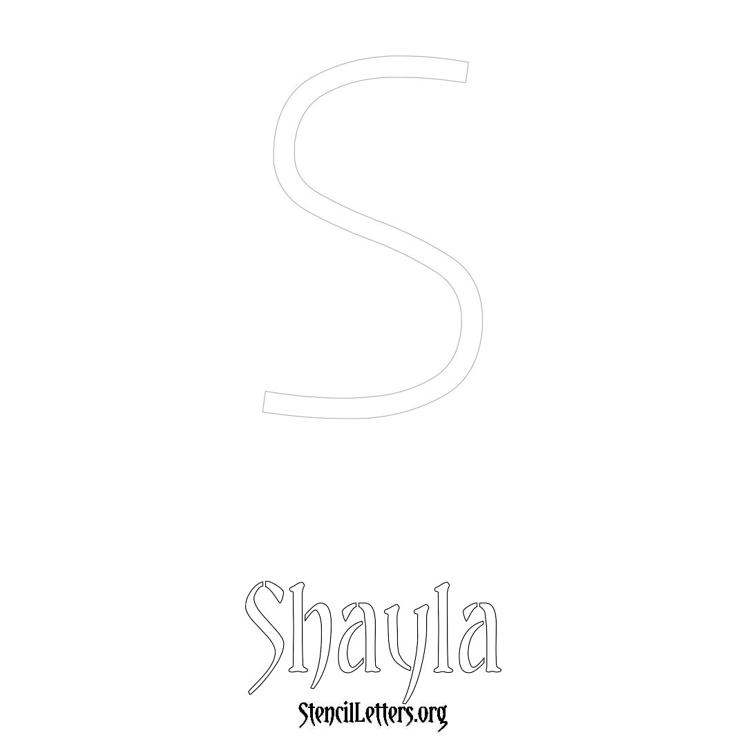 Shayla printable name initial stencil in Simple Elegant Lettering
