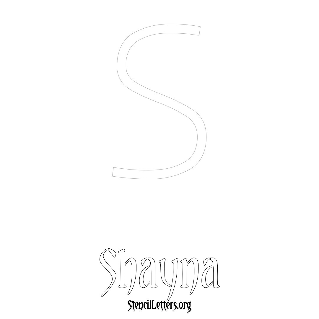 Shayna printable name initial stencil in Simple Elegant Lettering