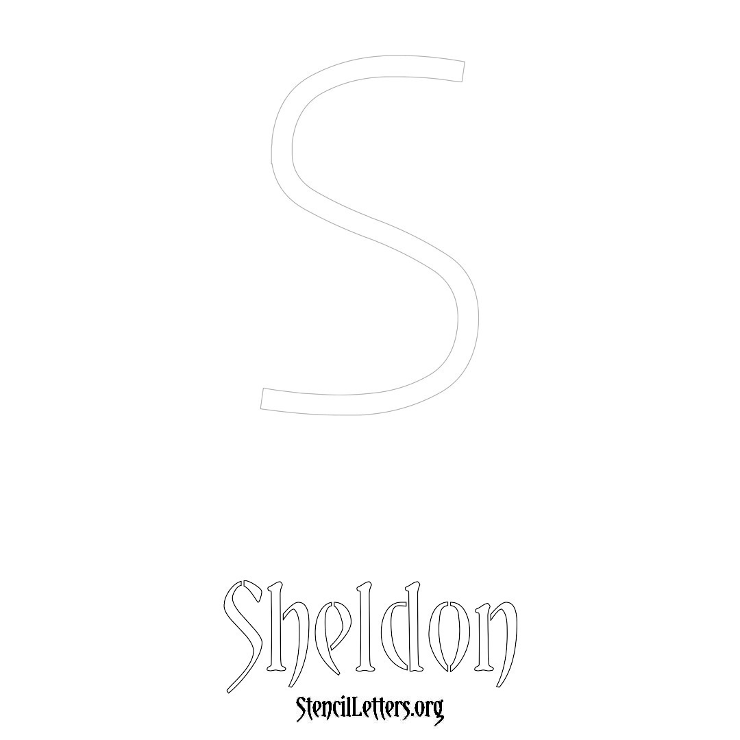 Sheldon printable name initial stencil in Simple Elegant Lettering