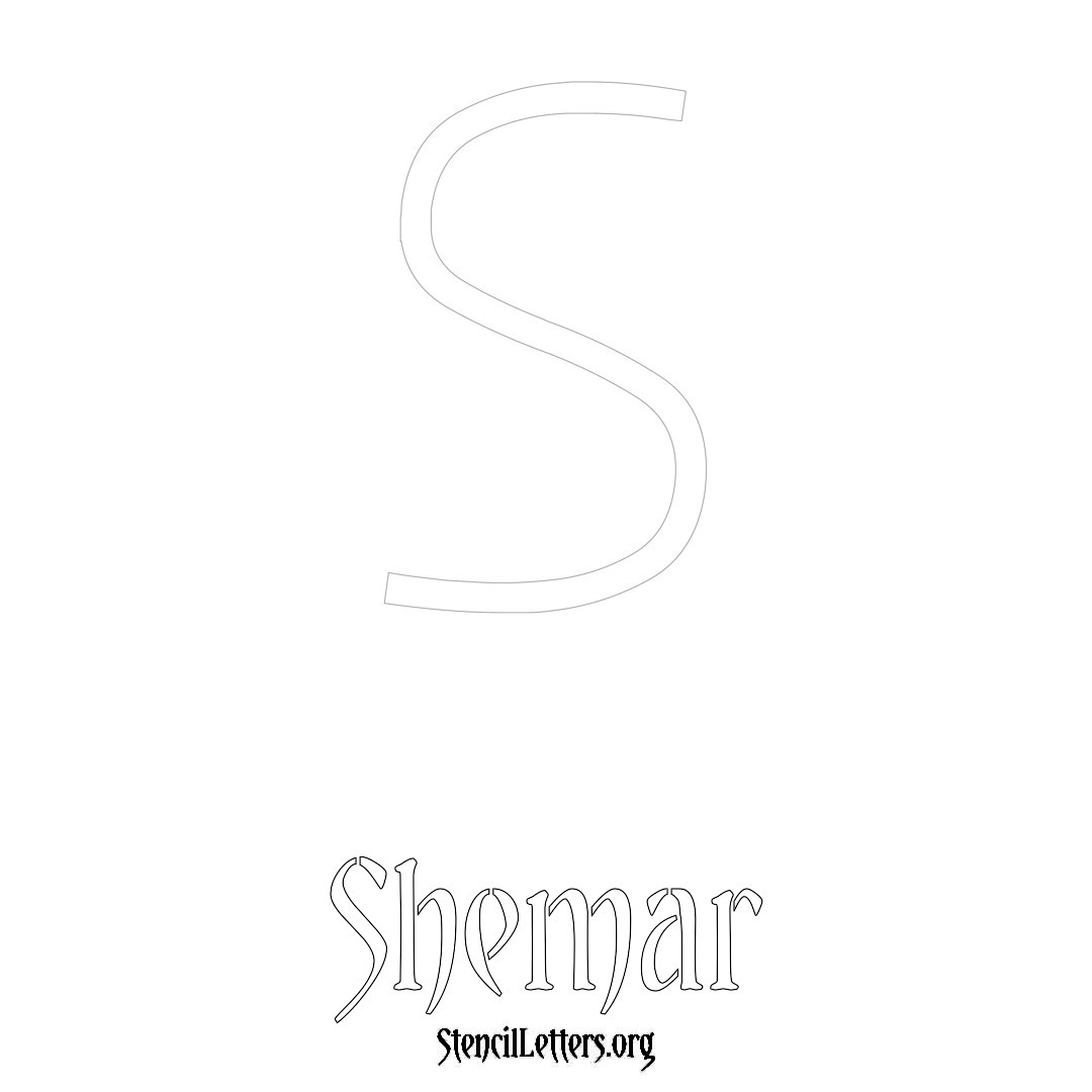 Shemar printable name initial stencil in Simple Elegant Lettering