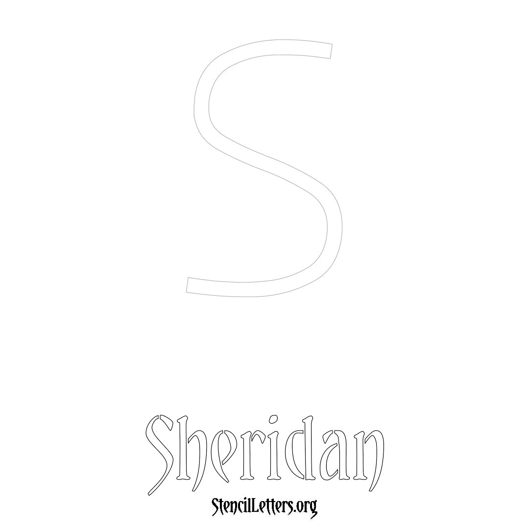 Sheridan printable name initial stencil in Simple Elegant Lettering