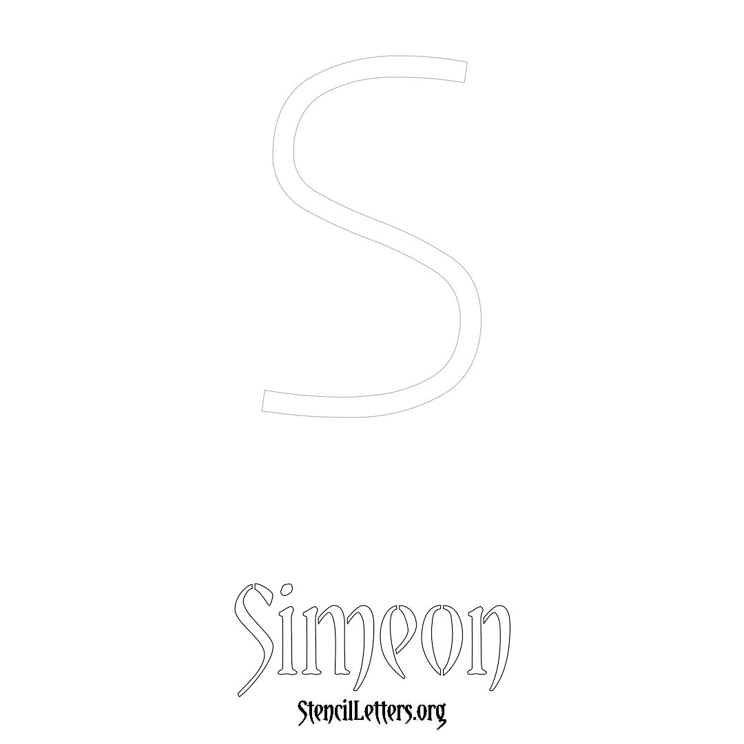 Simeon printable name initial stencil in Simple Elegant Lettering