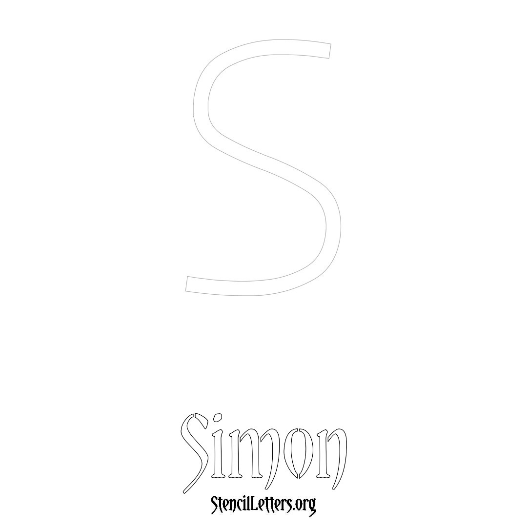 Simon printable name initial stencil in Simple Elegant Lettering