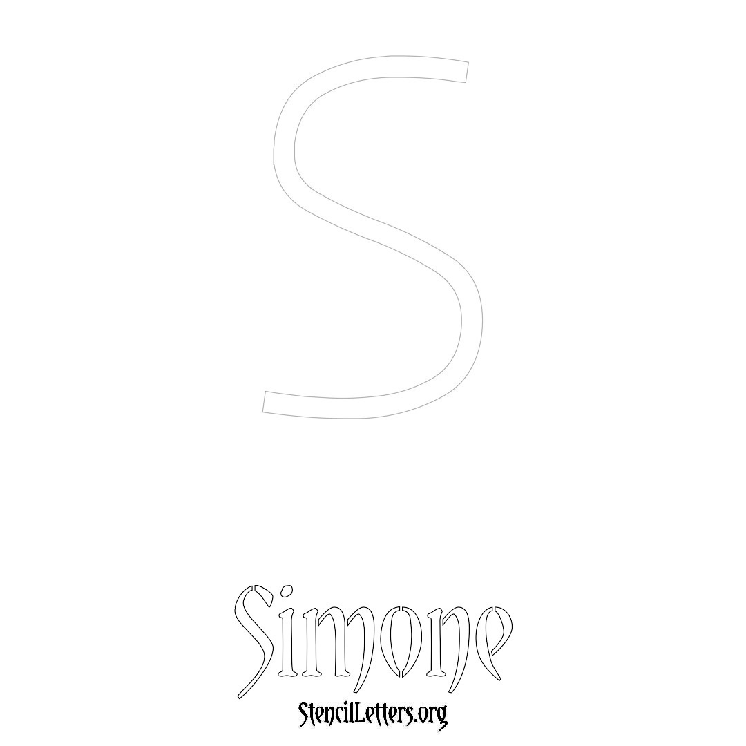 Simone printable name initial stencil in Simple Elegant Lettering