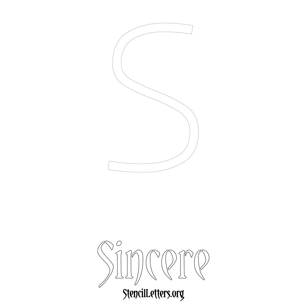 Sincere printable name initial stencil in Simple Elegant Lettering