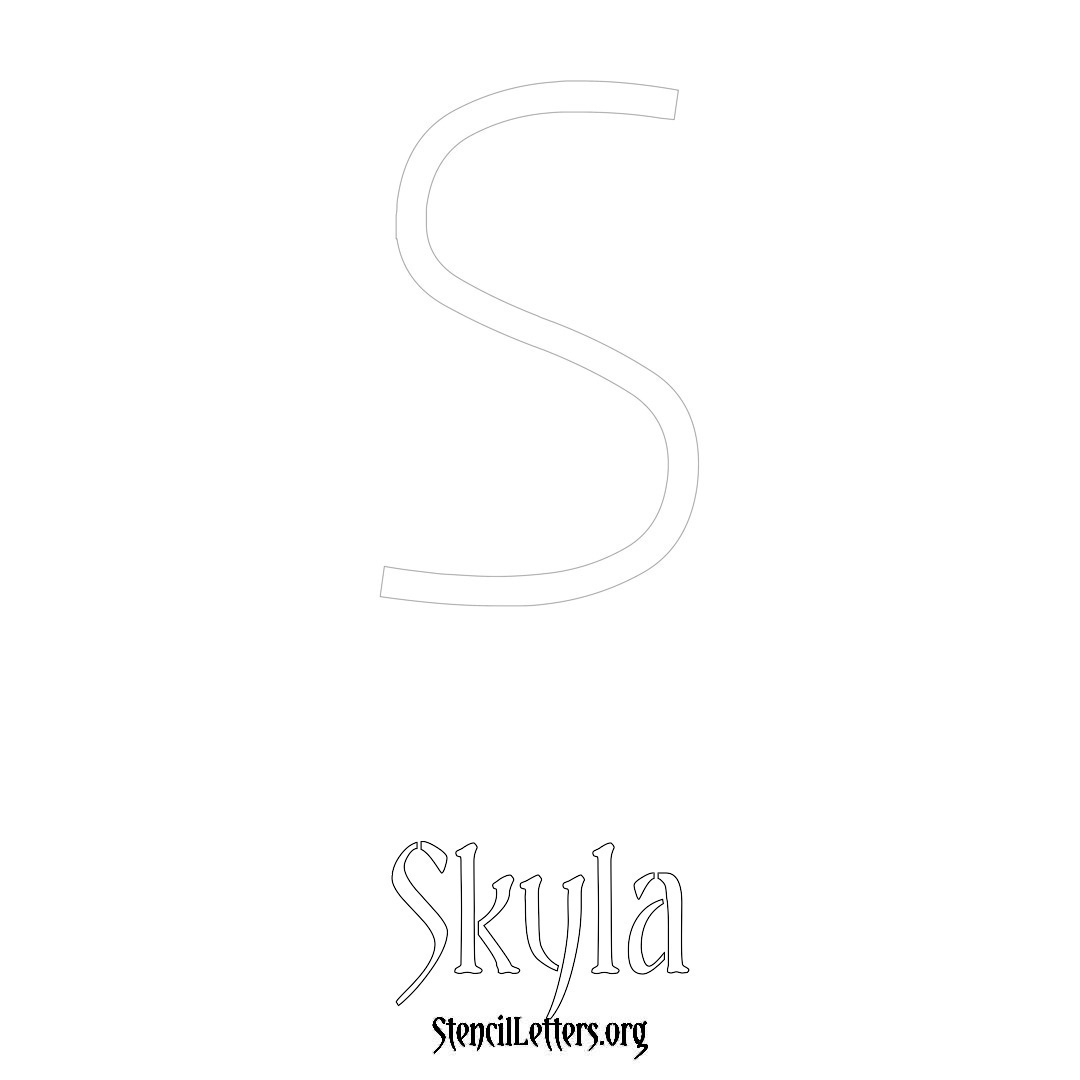 Skyla printable name initial stencil in Simple Elegant Lettering