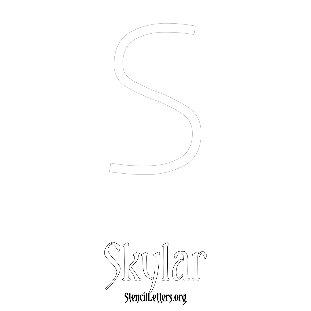 Skylar printable name initial stencil in Simple Elegant Lettering
