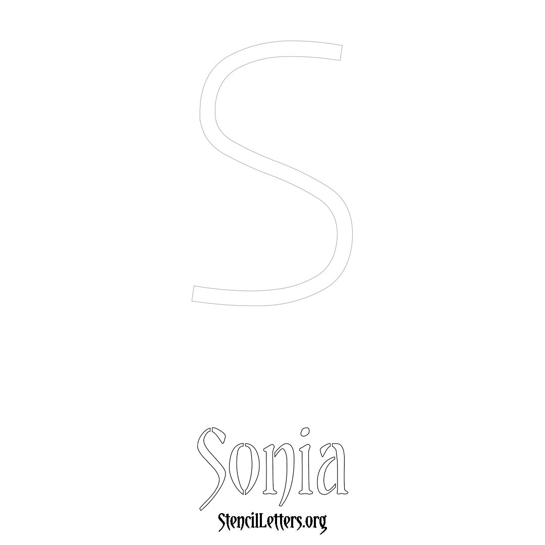 Sonia printable name initial stencil in Simple Elegant Lettering