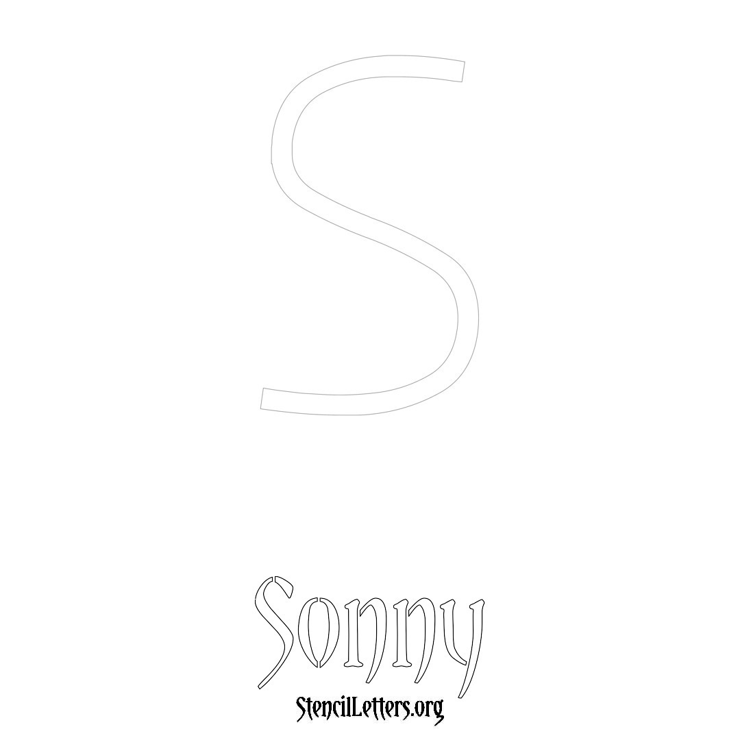 Sonny printable name initial stencil in Simple Elegant Lettering