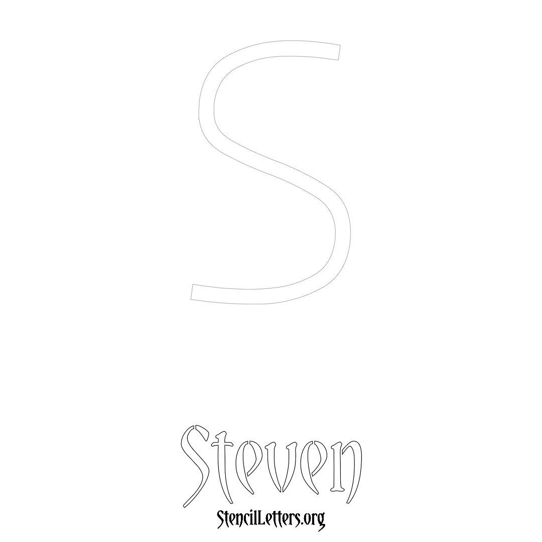 Steven printable name initial stencil in Simple Elegant Lettering