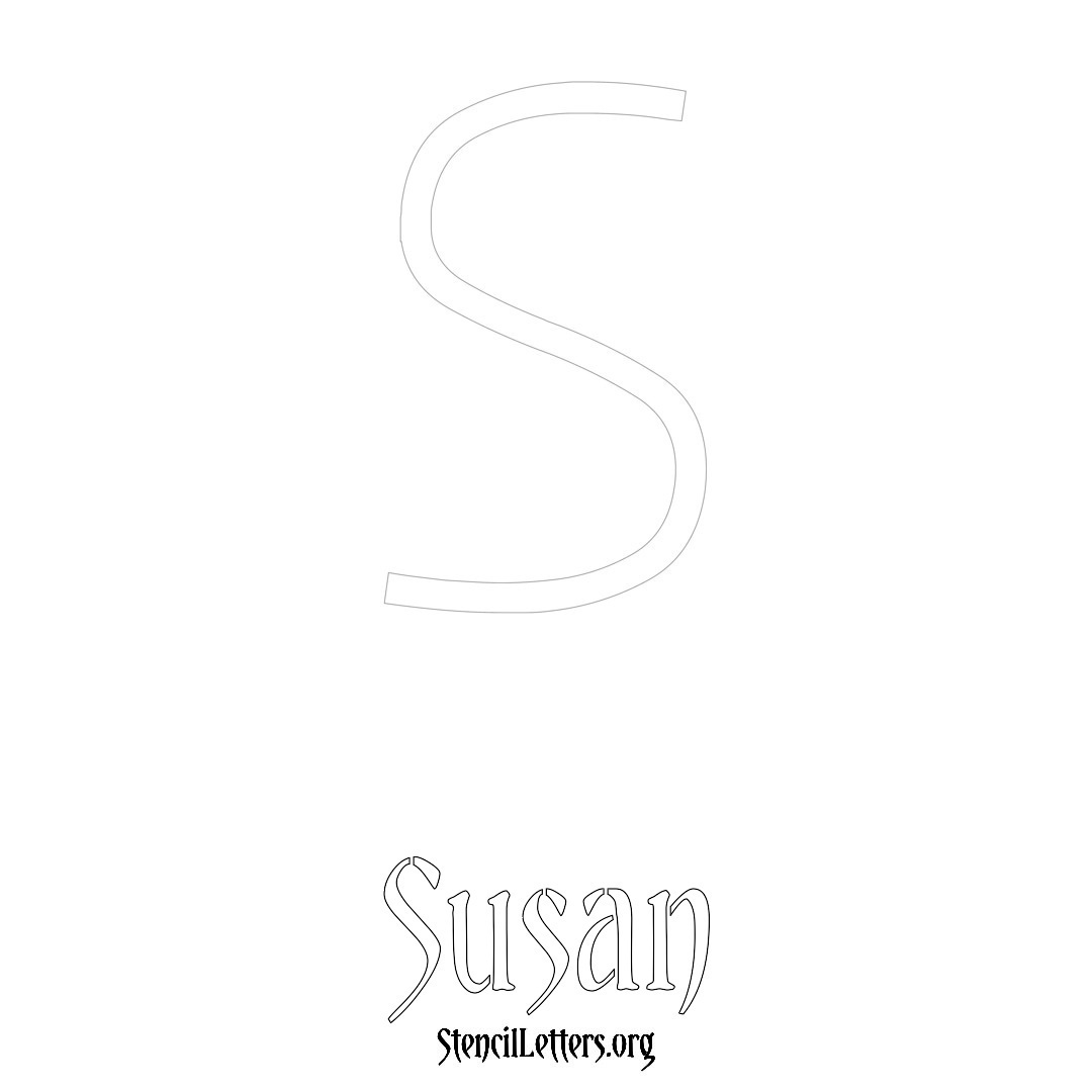 Susan printable name initial stencil in Simple Elegant Lettering