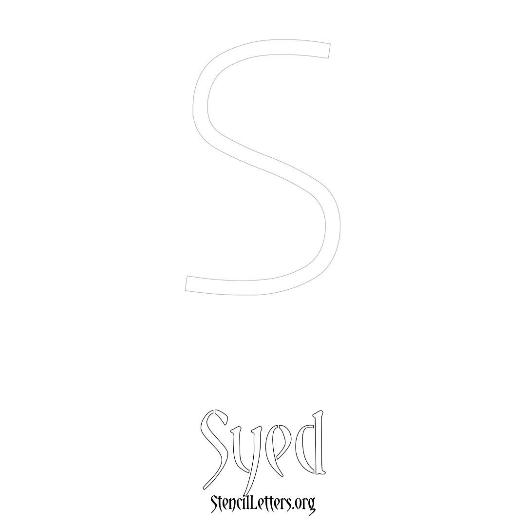 Syed printable name initial stencil in Simple Elegant Lettering