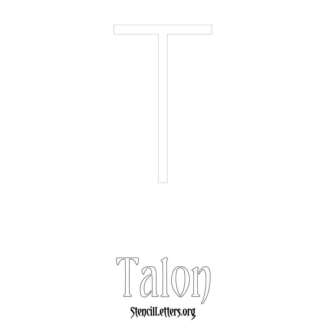 Talon printable name initial stencil in Simple Elegant Lettering