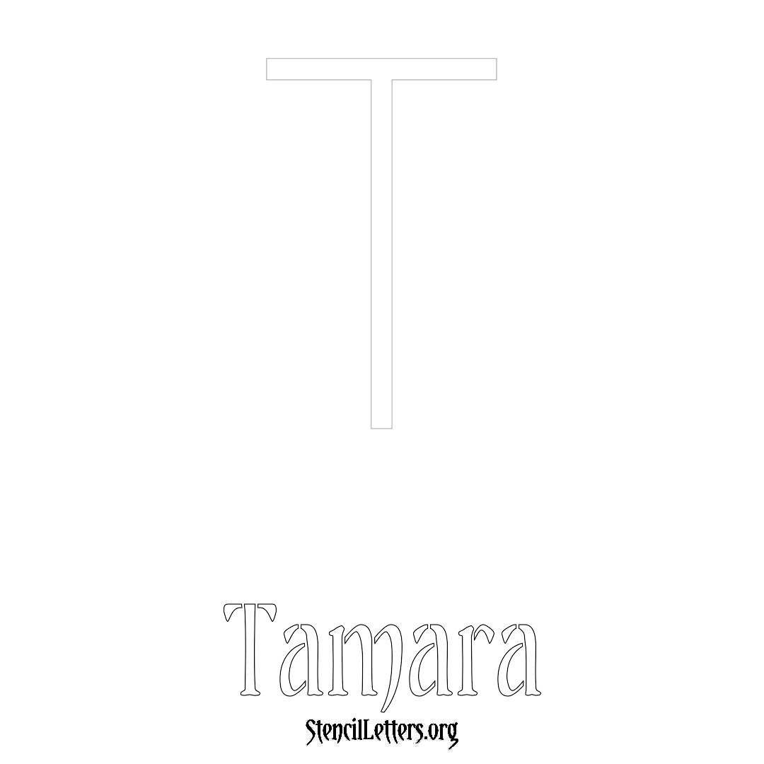 Tamara printable name initial stencil in Simple Elegant Lettering