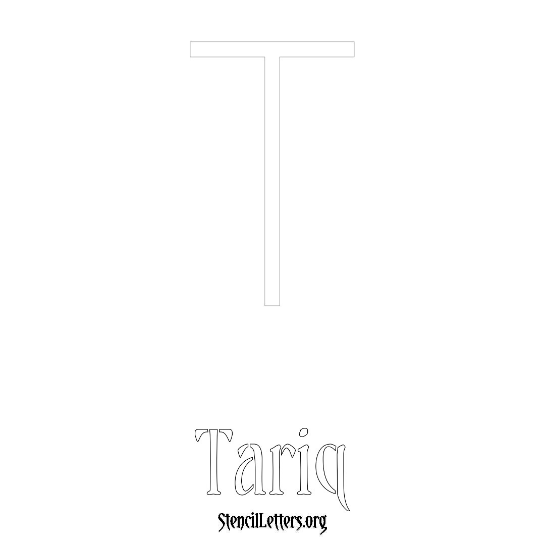 Tariq printable name initial stencil in Simple Elegant Lettering