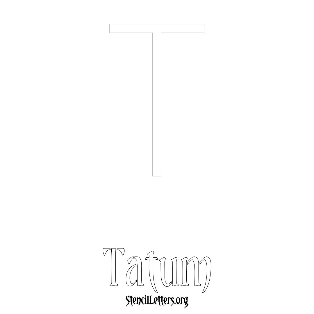 Tatum printable name initial stencil in Simple Elegant Lettering