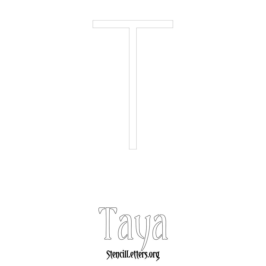 Taya printable name initial stencil in Simple Elegant Lettering