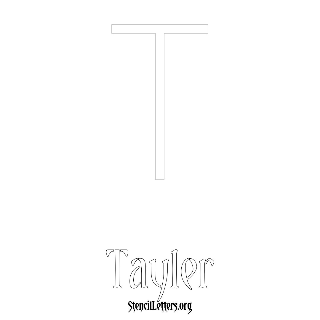 Tayler printable name initial stencil in Simple Elegant Lettering