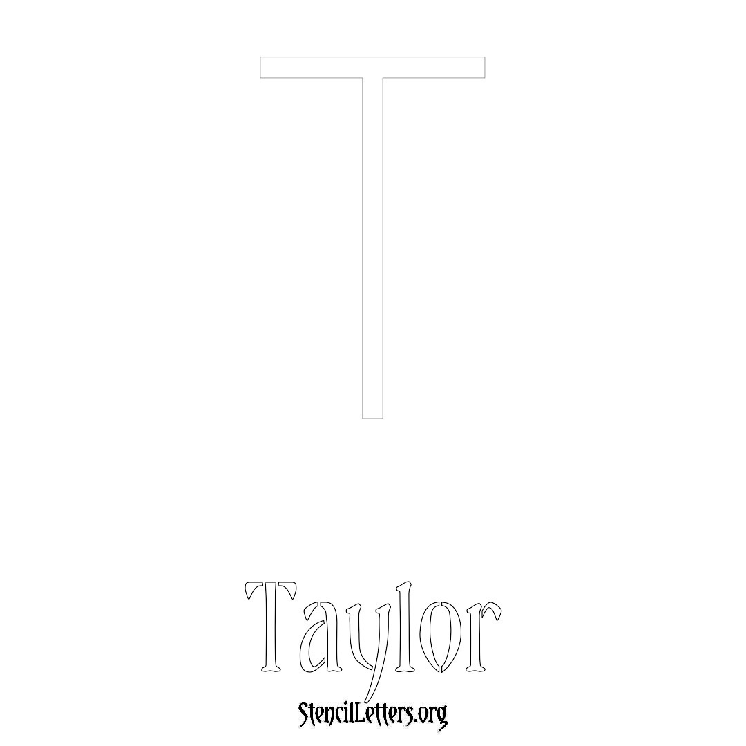 Taylor printable name initial stencil in Simple Elegant Lettering