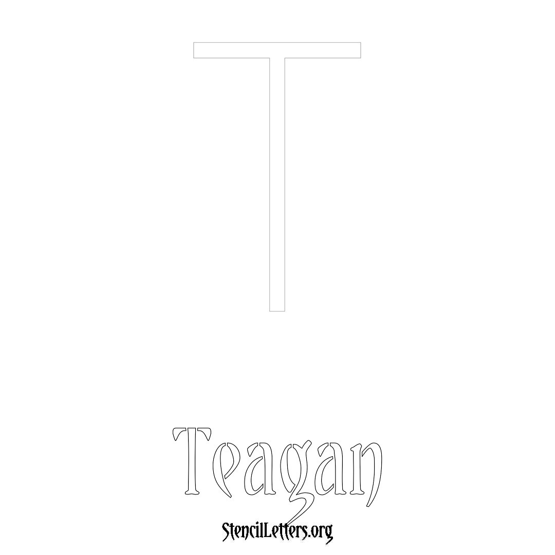 Teagan printable name initial stencil in Simple Elegant Lettering