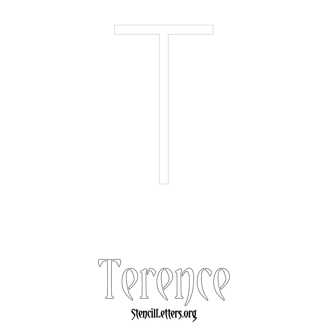 Terence printable name initial stencil in Simple Elegant Lettering