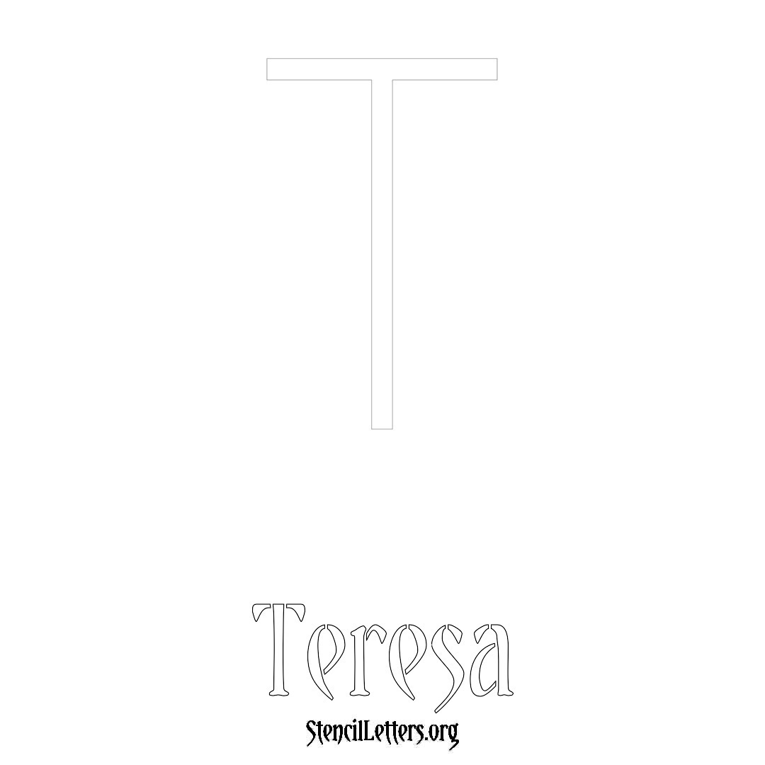 Teresa printable name initial stencil in Simple Elegant Lettering