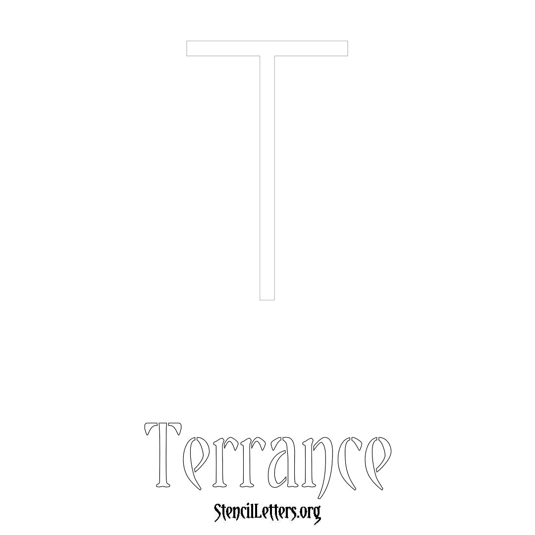 Terrance printable name initial stencil in Simple Elegant Lettering